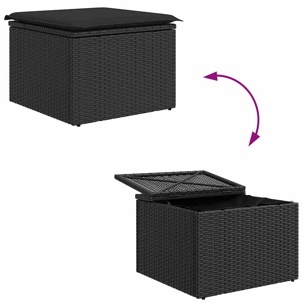 Bankstel met kussen met opslag 5 pcs Zwart poly rattan is nu te koop bij PeponiXL, paradijselijk wonen!