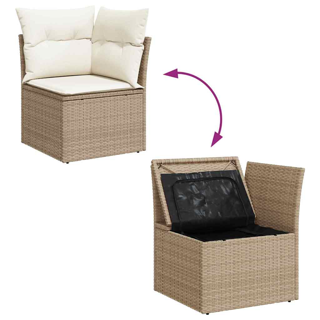 Tuinbankenset met opslag 6 pcs Beige en Crème poly rattan is nu te koop bij PeponiXL, paradijselijk wonen!