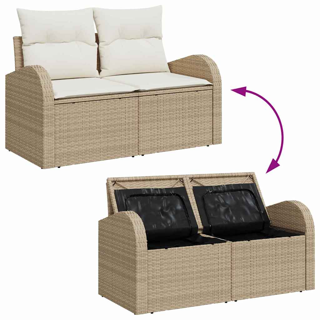 Tuinbankenset met opslag 9 pcs Beige en Crème poly rattan is nu te koop bij PeponiXL, paradijselijk wonen!