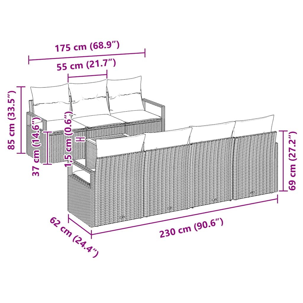 Tuinbankenset met opslag 8 pcs Zwart en Crème poly rattan is nu te koop bij PeponiXL, paradijselijk wonen!