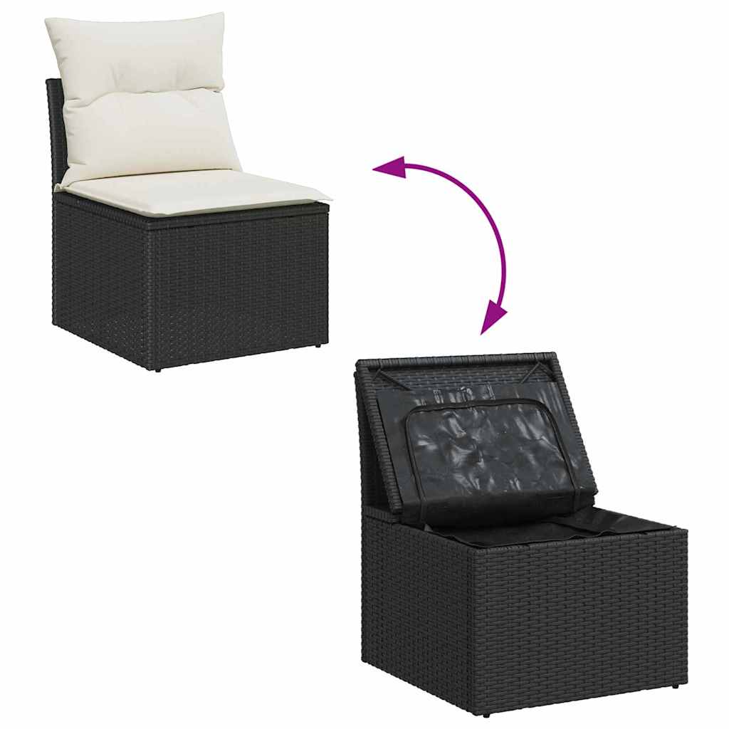Tuinbankenset met opslag 7 pcs Zwart en Crème poly rattan is nu te koop bij PeponiXL, paradijselijk wonen!