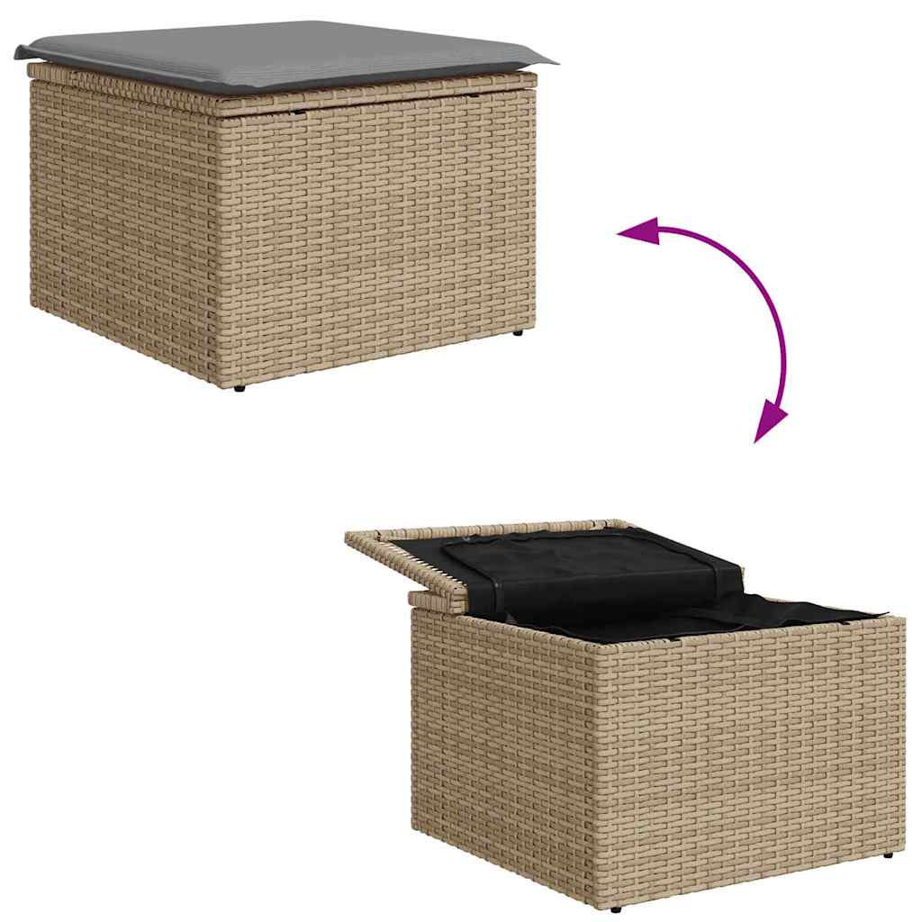 Tuinbankenset met kussen 6 pcs Beige en Licht Grijs Polyrattan is nu te koop bij PeponiXL, paradijselijk wonen!
