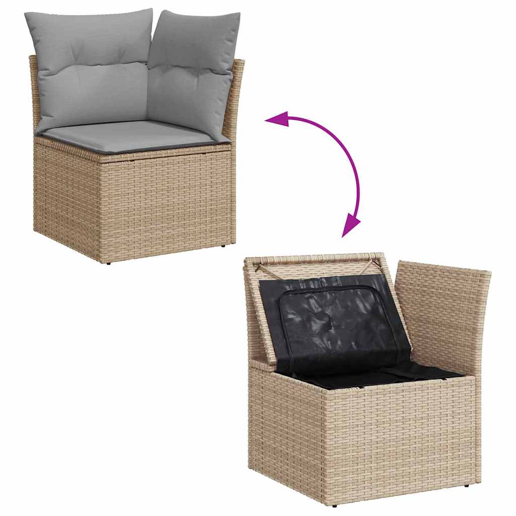 Tuinbankenset met kussen 10 pcs Beige en Licht Grijs Polyrattan is nu te koop bij PeponiXL, paradijselijk wonen!