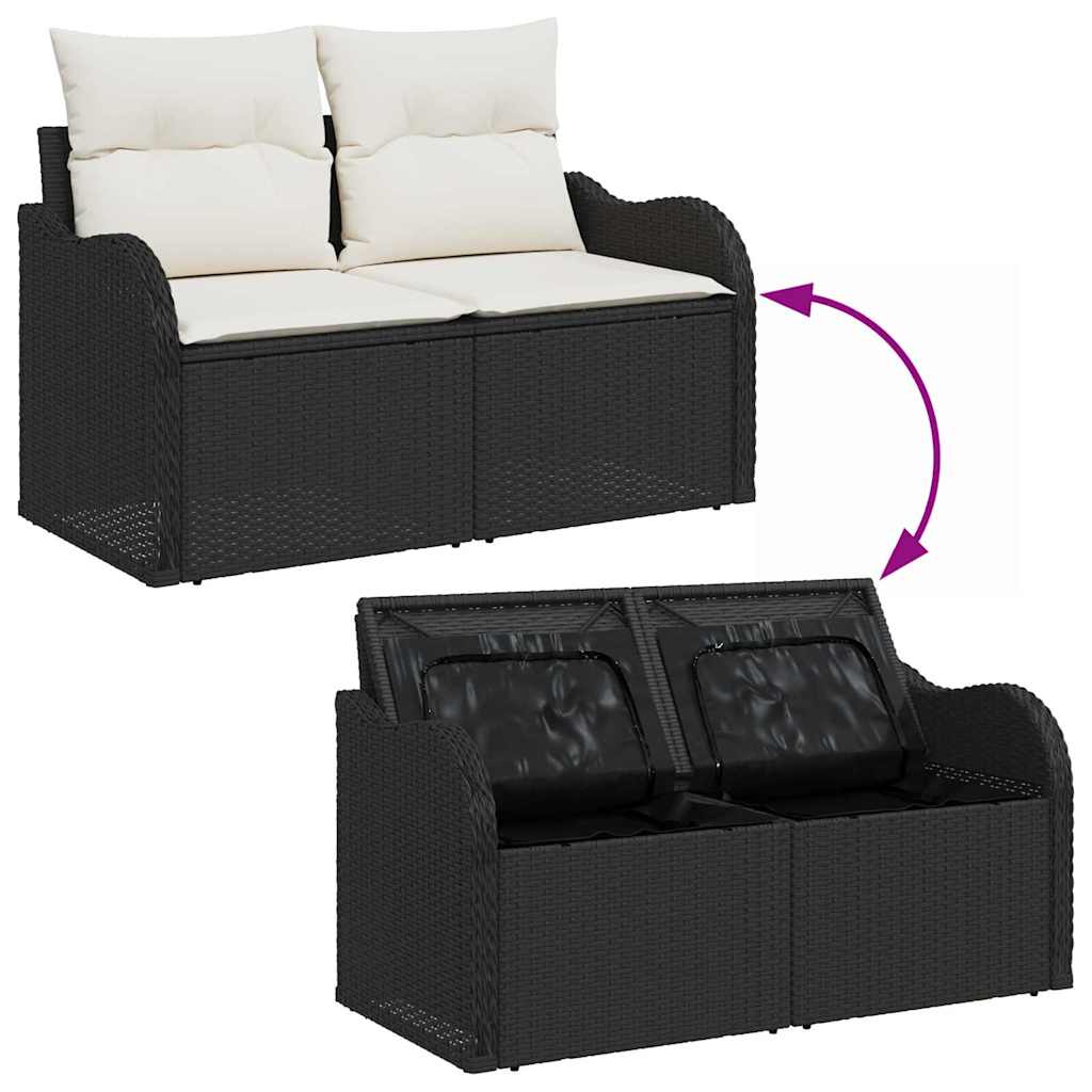 Tuin Sofa Set met kussen met kussen 7 pcs Zwart Poly Rattan is nu te koop bij PeponiXL, paradijselijk wonen!