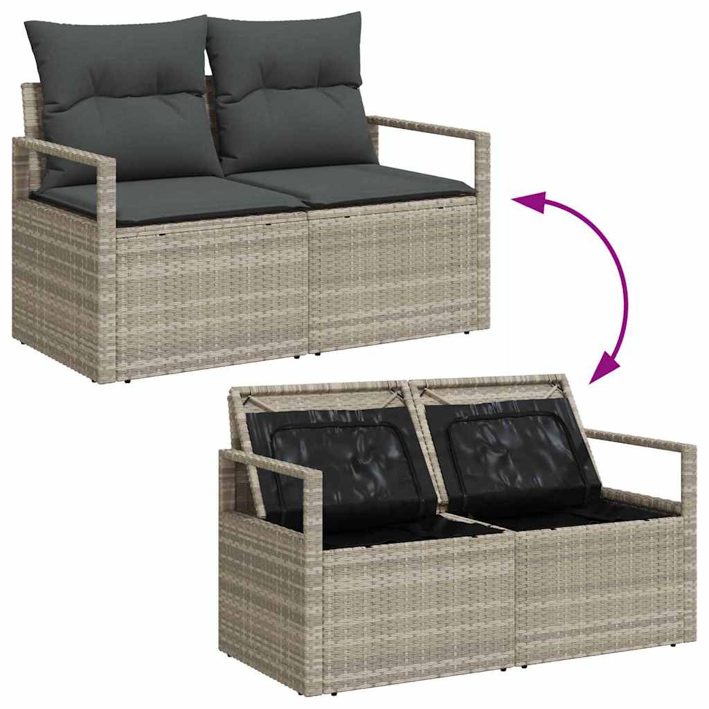 Tuin Sofa Set met opslag 9 pcs Lichtgrijs Poly riet is nu te koop bij PeponiXL, paradijselijk wonen!