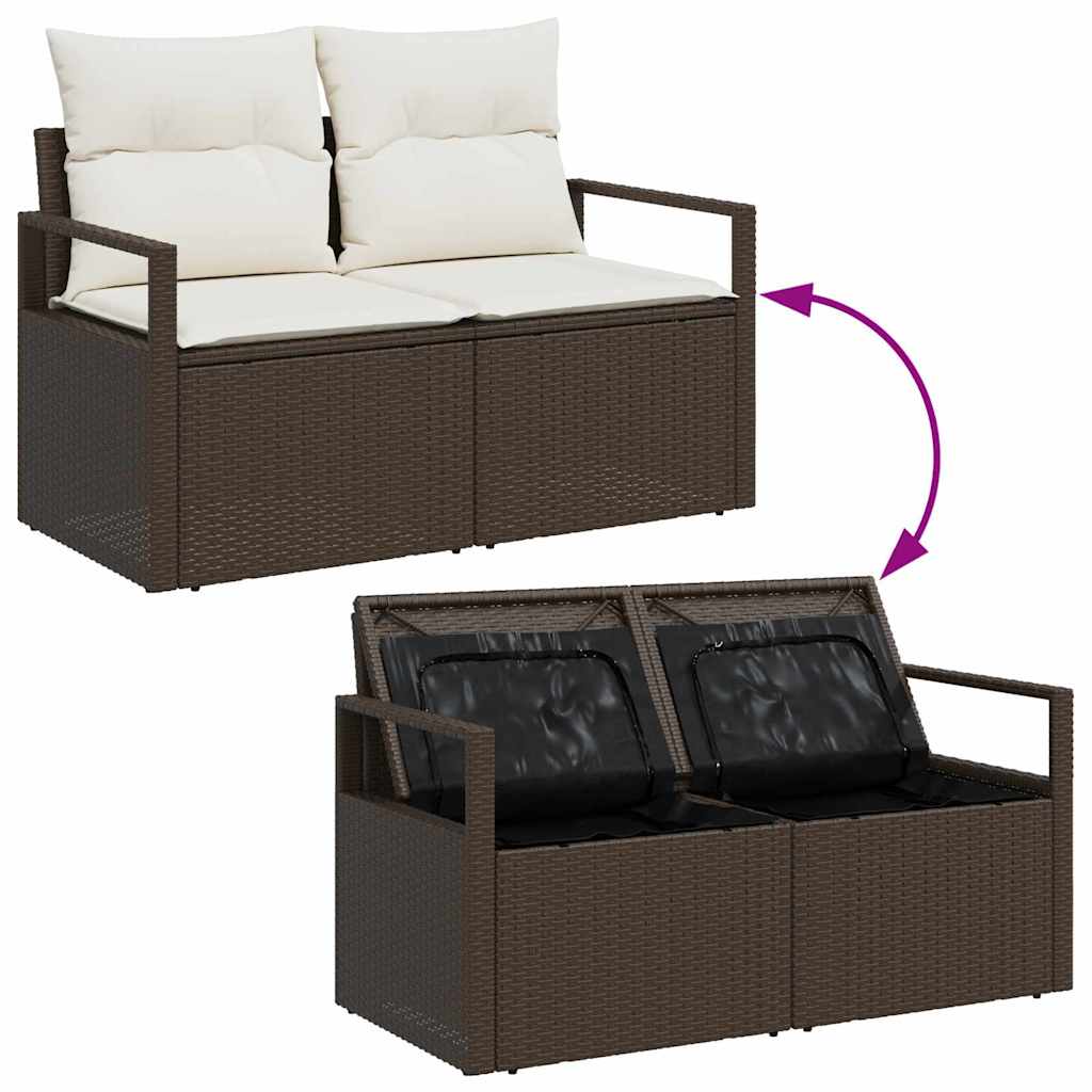 Tuin Sofa Set met kussen met opslag 11 pcs Bruin poly rattan is nu te koop bij PeponiXL, paradijselijk wonen!