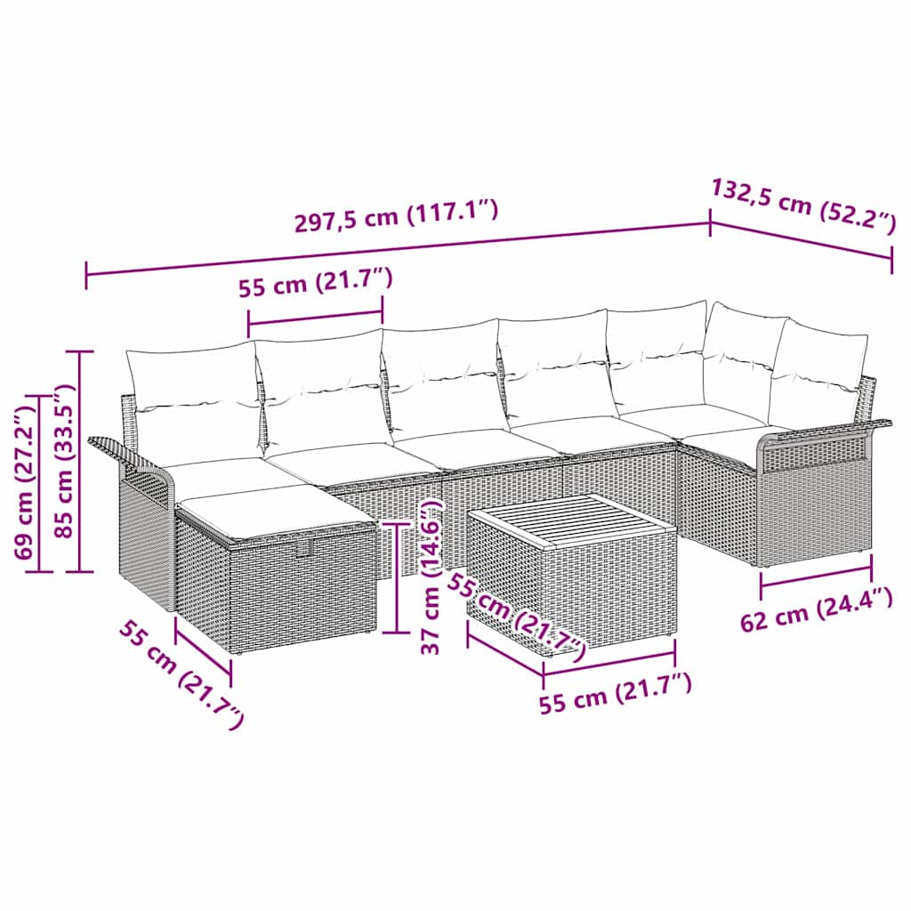 Tuinbankenset met kussen met opslag 8 pcs Zwart poly rattan is nu te koop bij PeponiXL, paradijselijk wonen!
