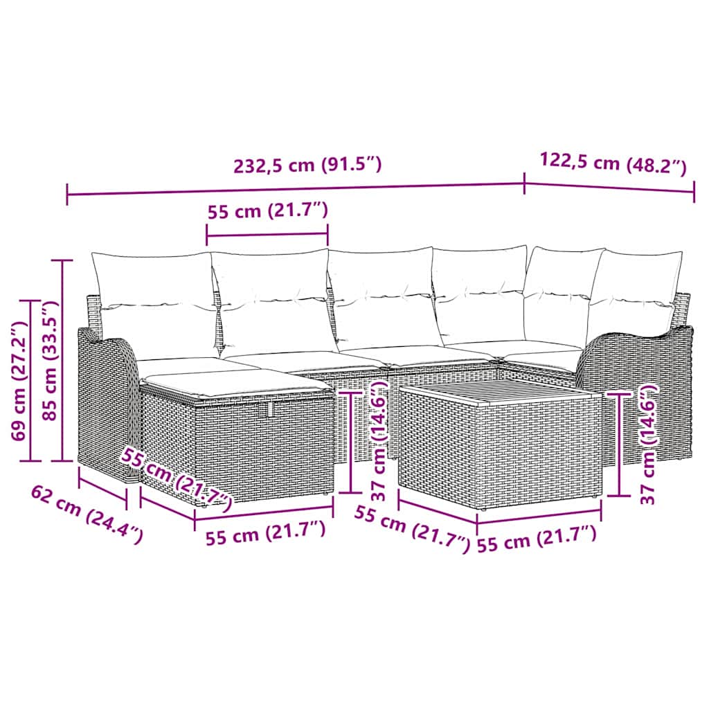 Tuinbankenset met kussen met opslag 7 pcs Beige poly rattan is nu te koop bij PeponiXL, paradijselijk wonen!
