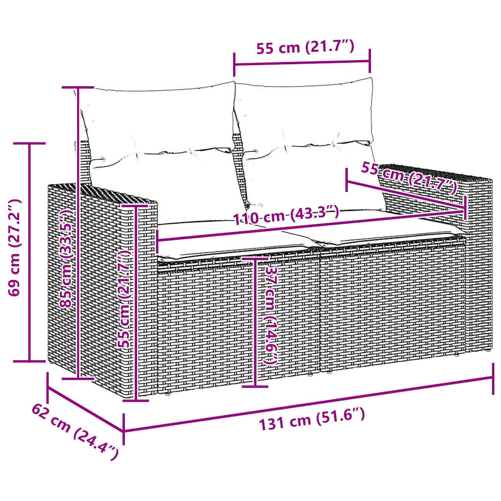 Tuinbankenset 12 pcs Grijs poly rattan is nu te koop bij PeponiXL, paradijselijk wonen!