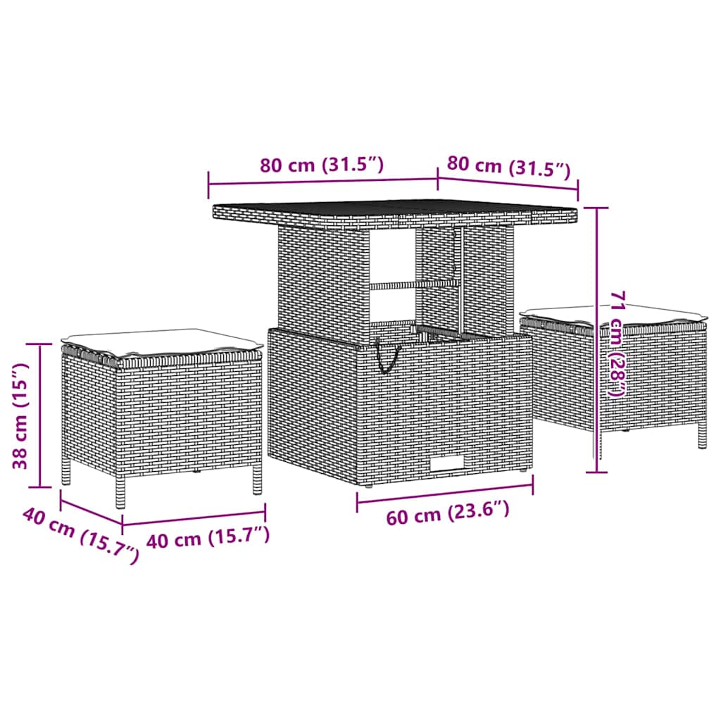 Tuinbankenset 12 pcs Beige poly rattan
