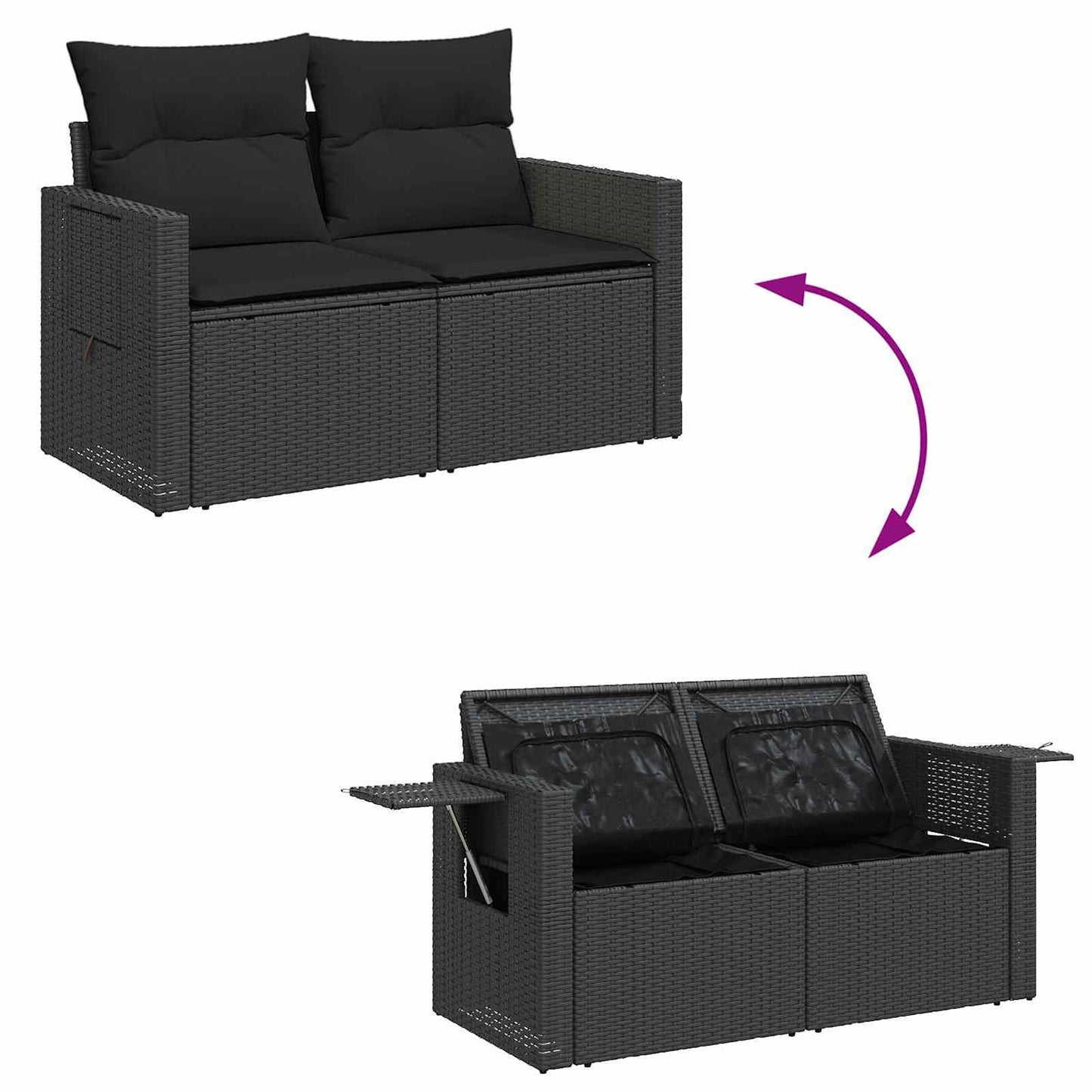 Tuin Sofa Set 10 pcs Zwart Poly rattan en gepoedercoat staal is nu te koop bij PeponiXL, paradijselijk wonen!