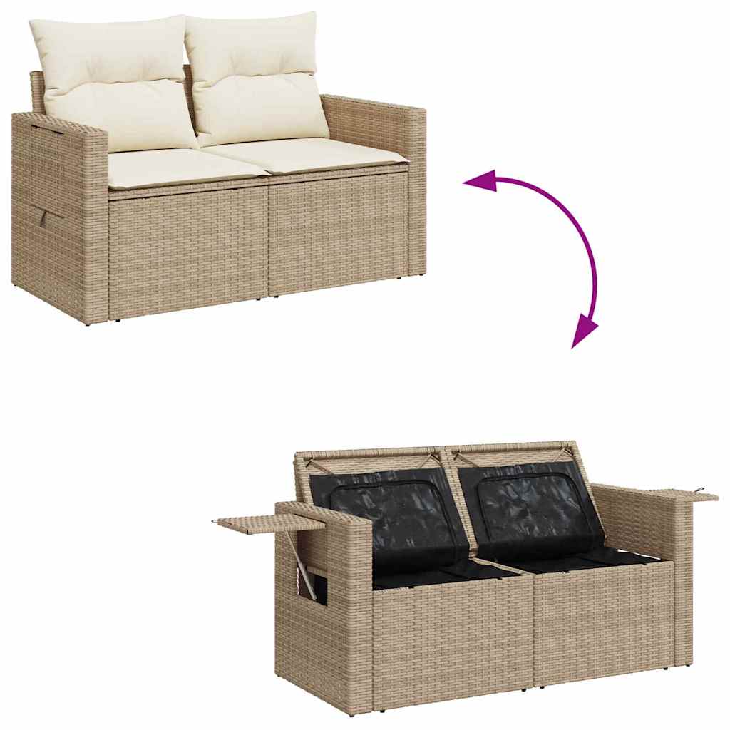 Tuin Sofa Set met kussen met opslag 13 pcs Beige poly rattan is nu te koop bij PeponiXL, paradijselijk wonen!