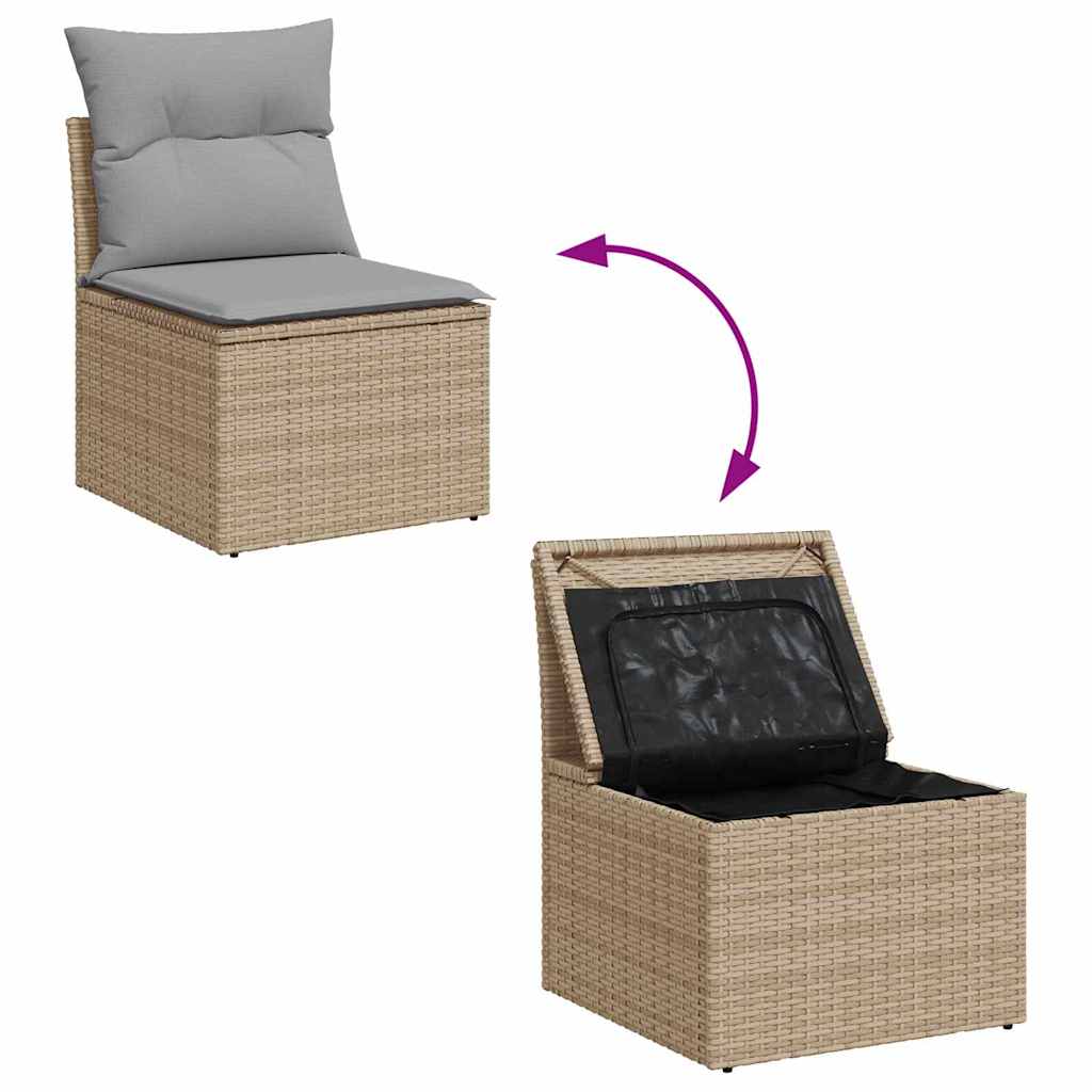 Tuin Sofa Set met kussen met opslag 13 pcs Beige Poly Rattan is nu te koop bij PeponiXL, paradijselijk wonen!