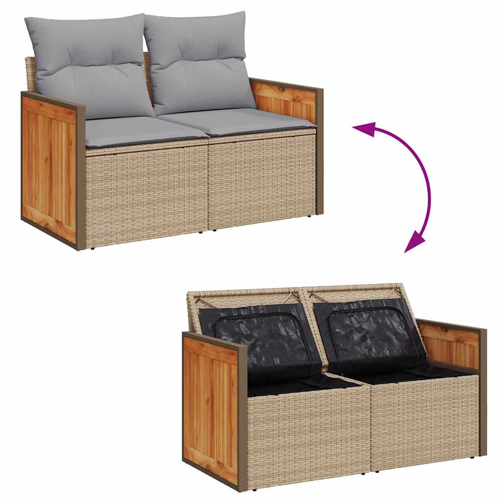 Tuinbankenset 18 pcs Beige en Licht Grijs poly rattan is nu te koop bij PeponiXL, paradijselijk wonen!