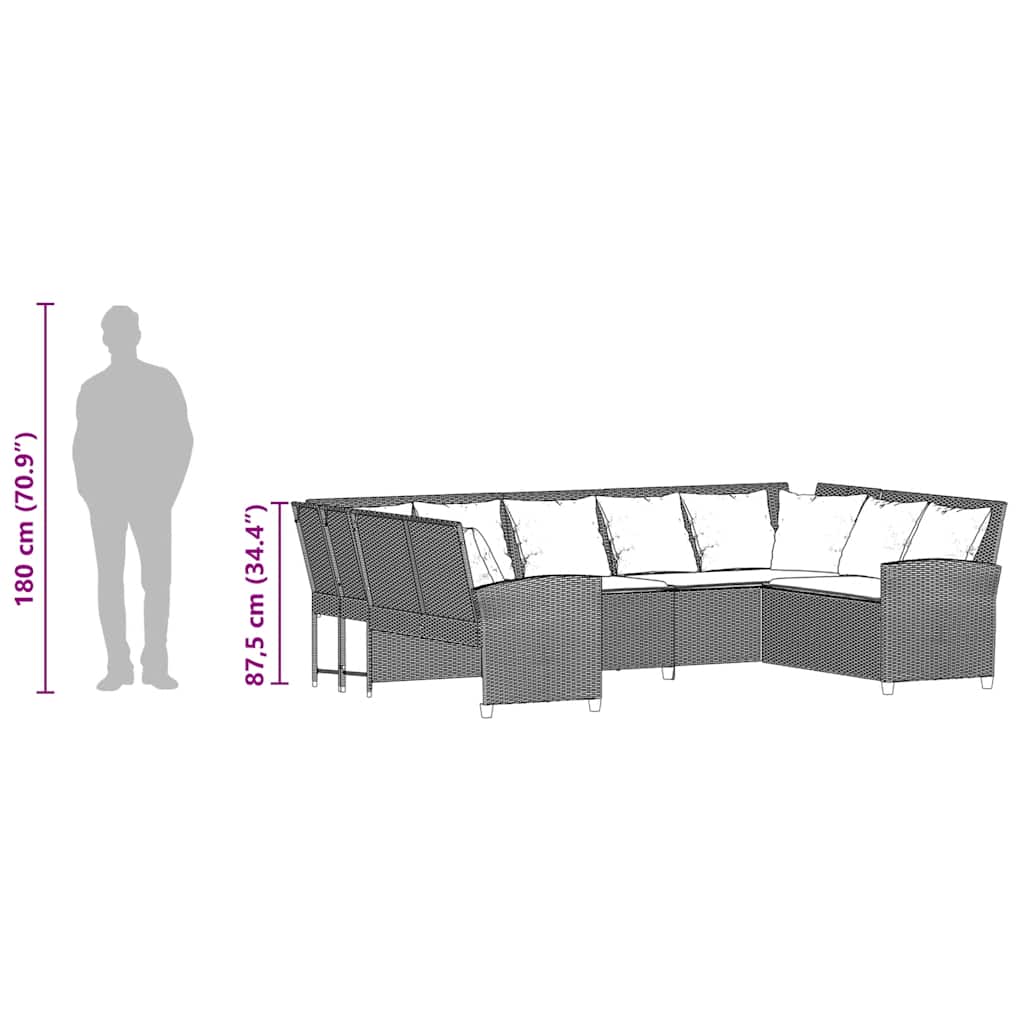 Tuinbank met kussens poly rattan beige is nu te koop bij PeponiXL, paradijselijk wonen!