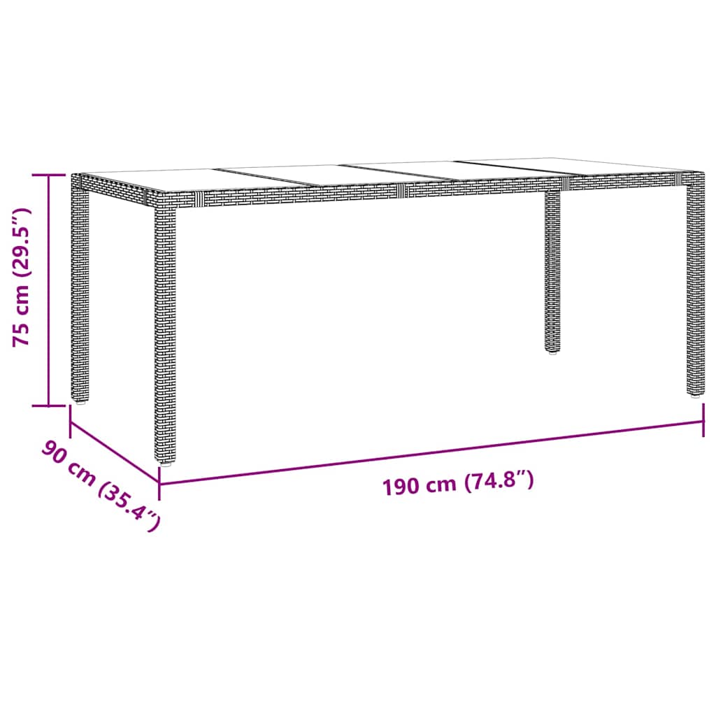 Tuin eettafelset 7 pcs Beige poly rattan is nu te koop bij PeponiXL, paradijselijk wonen!