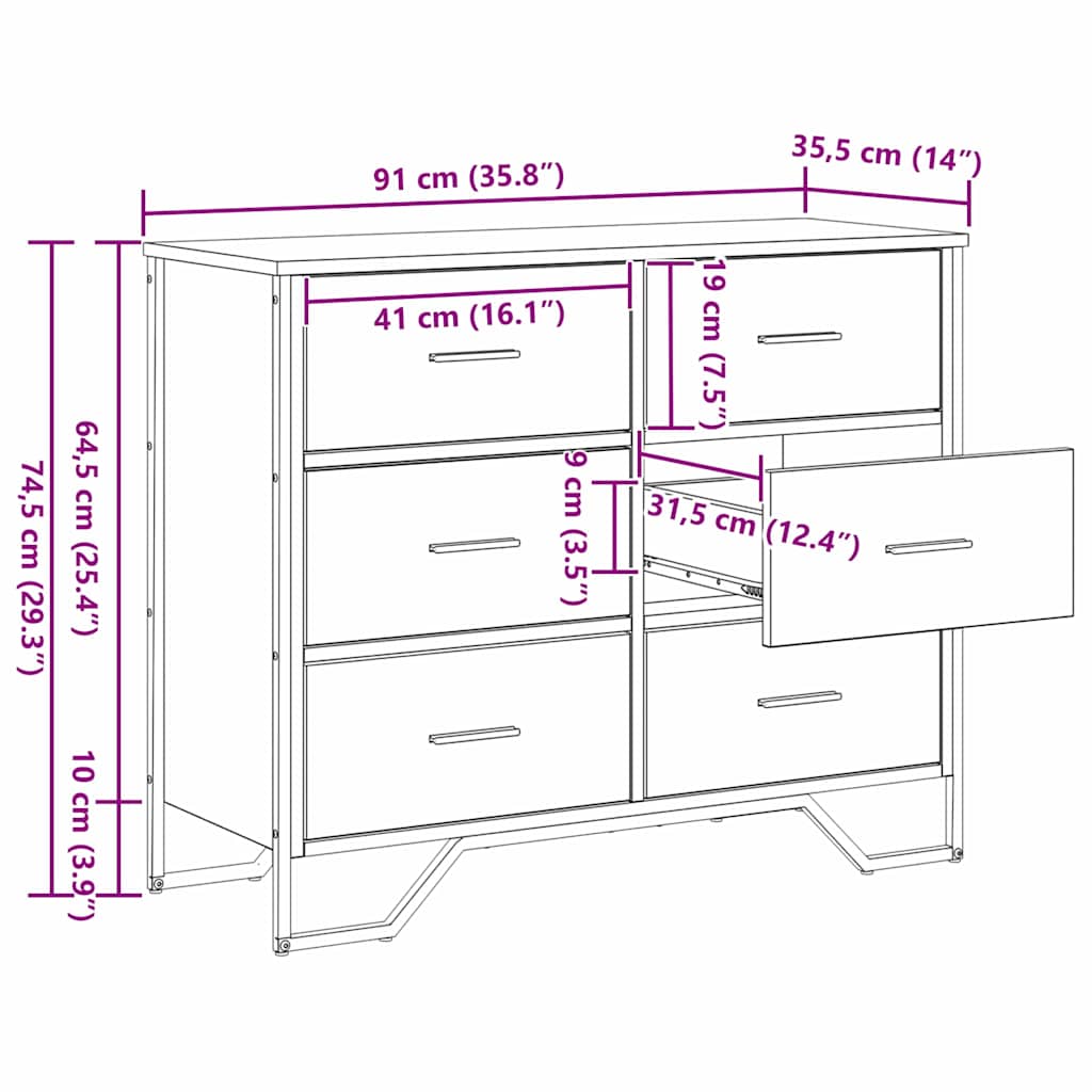 Ladekast met lade 2 pcs Artisan Eiken 91 x 35,5 x 74,5 cm is nu te koop bij PeponiXL, paradijselijk wonen!