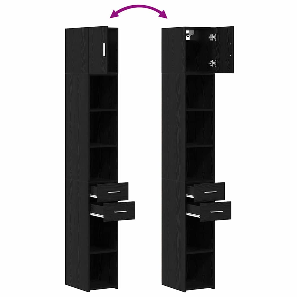 Opbergkast met lade 2 pcs Zwart Eiken 30 x 42,5 x 225 cm is nu te koop bij PeponiXL, paradijselijk wonen!