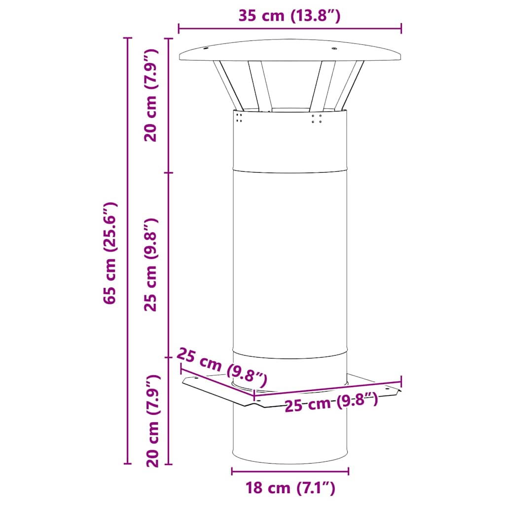 Schouw Verlenging Zilver 35 x 35 x 65 cm Roestvrij staal is nu te koop bij PeponiXL, paradijselijk wonen!
