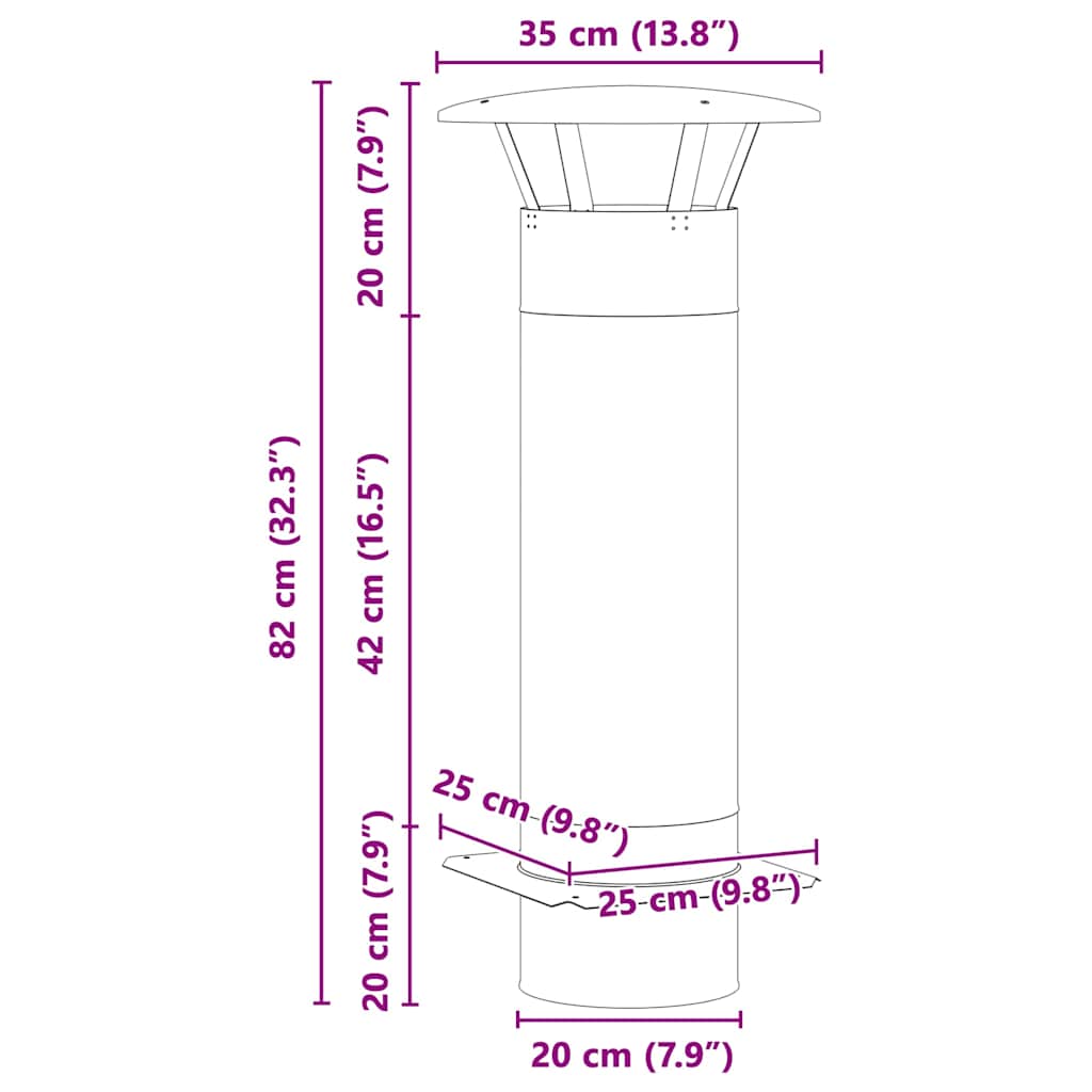 Schouw Verlenging Zilver 35 x 35 x 82 cm Roestvrij staal is nu te koop bij PeponiXL, paradijselijk wonen!