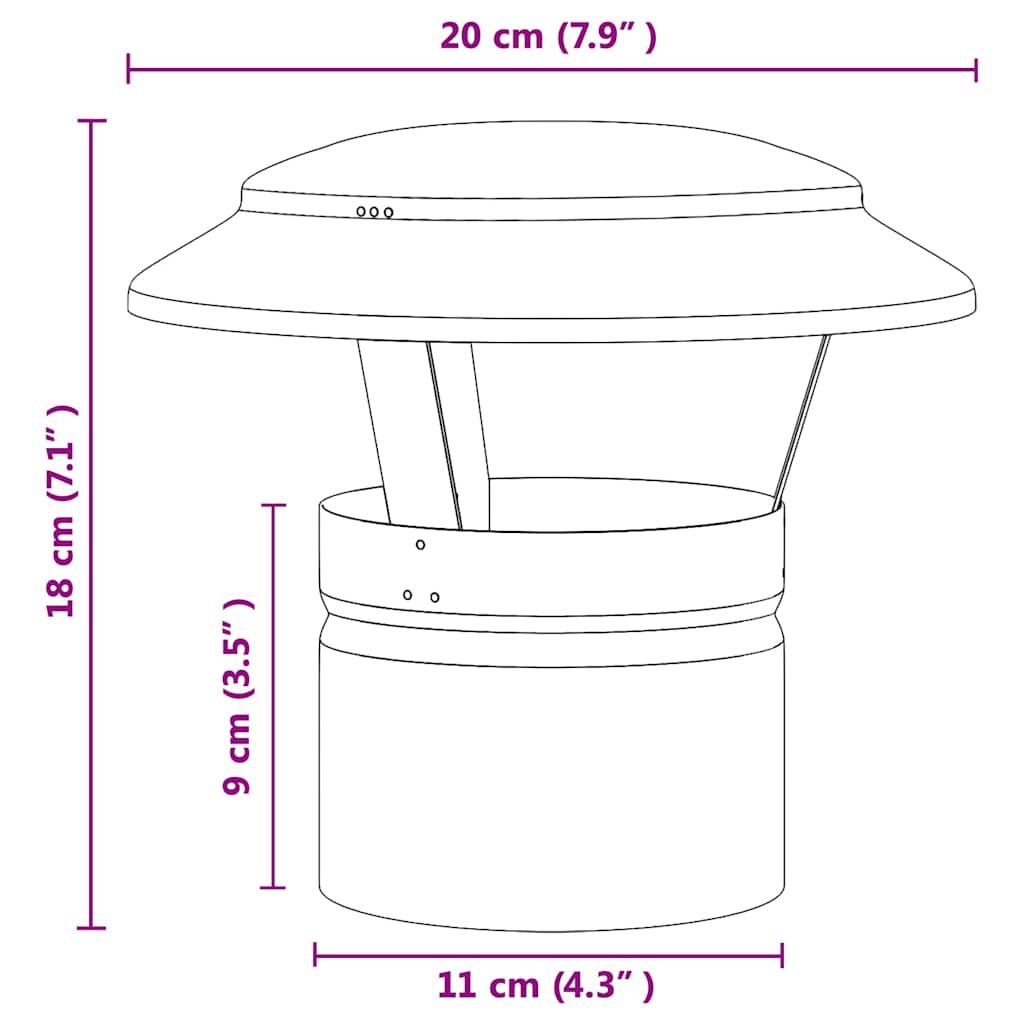 Regenbescherming voor Schoorsteen Zilver 20 x 20 x 18 cm is nu te koop bij PeponiXL, paradijselijk wonen!