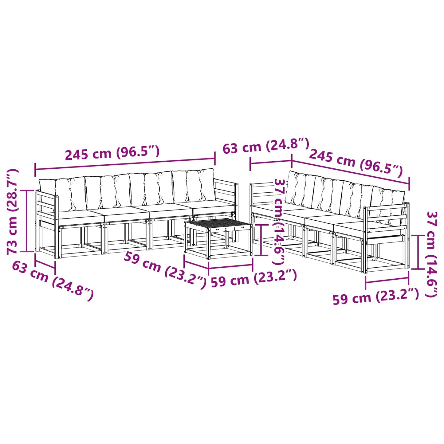 Buiten bankenset met kussen 9 pcs Natuurlijk en Crème is nu te koop bij PeponiXL, paradijselijk wonen!