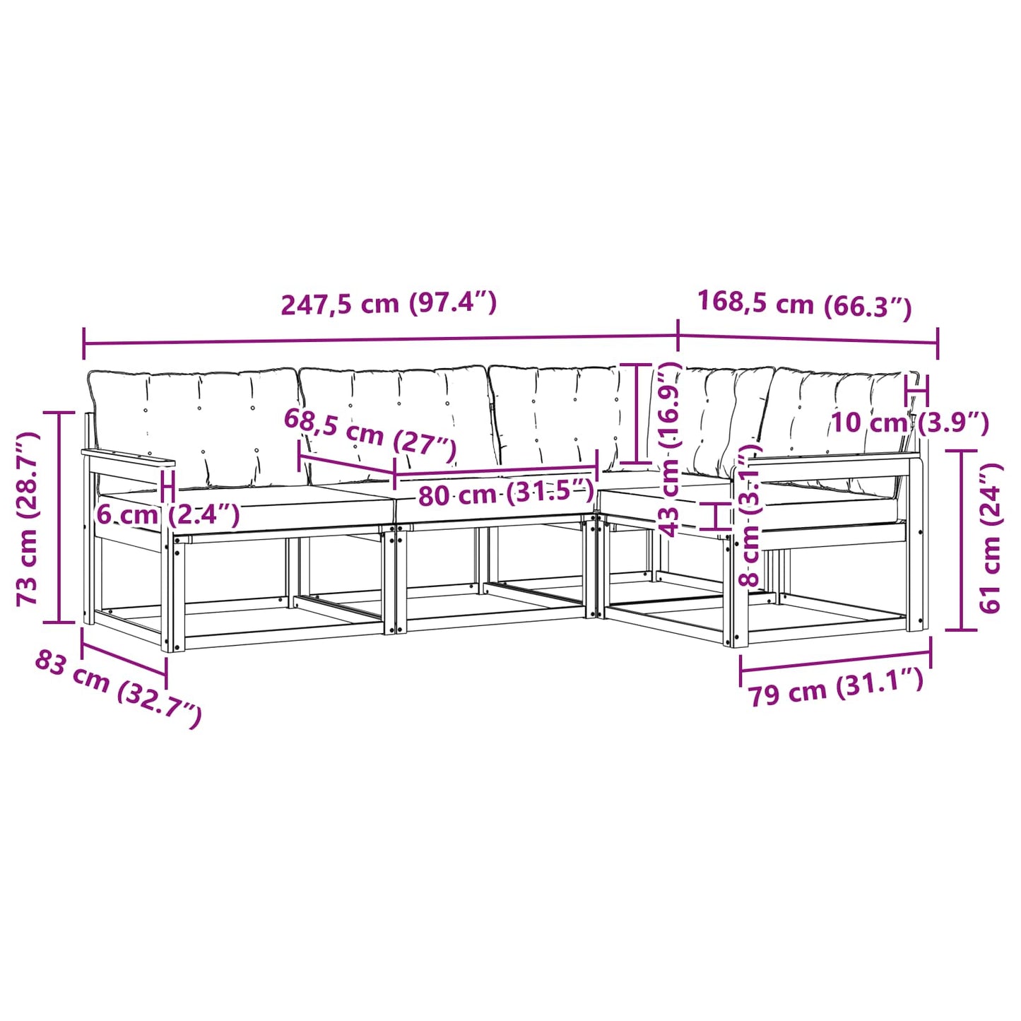 Buiten bankenset met kussen 4 pcs Natuurlijk en Lichtgrijs is nu te koop bij PeponiXL, paradijselijk wonen!