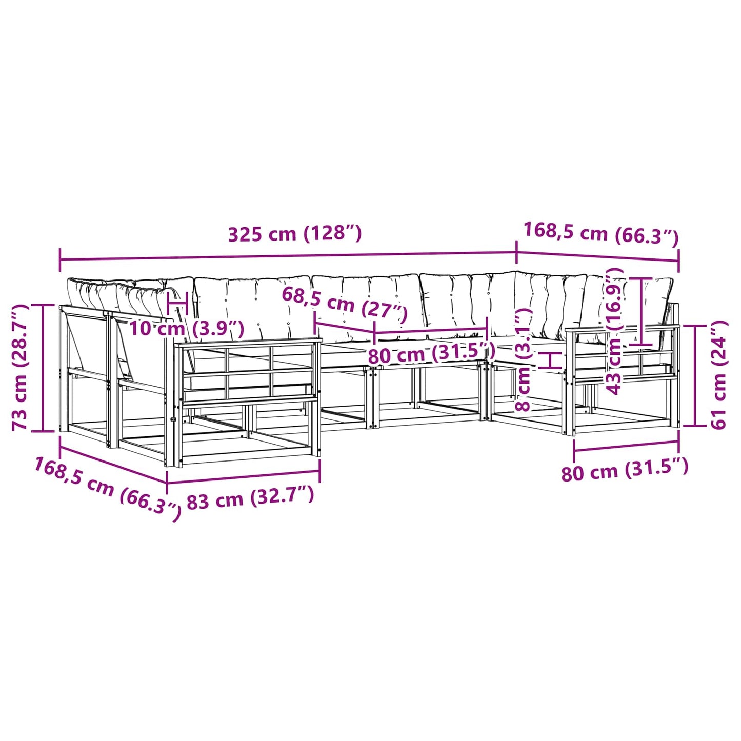 Buiten bankenset met kussen 6 pcs Natuurlijk en Beige is nu te koop bij PeponiXL, paradijselijk wonen!