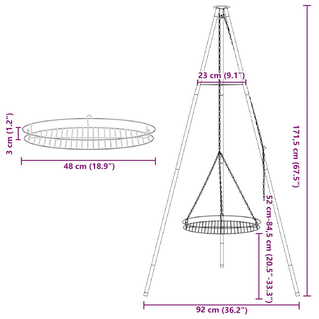Kampvuur tripod 2 pcs Zwart Staal is nu te koop bij PeponiXL, paradijselijk wonen!