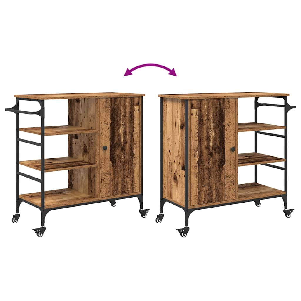 Keuken Trolley Oudhout 87.5 x 39 x 84.5 cm Bewerkt hout is nu te koop bij PeponiXL, paradijselijk wonen!