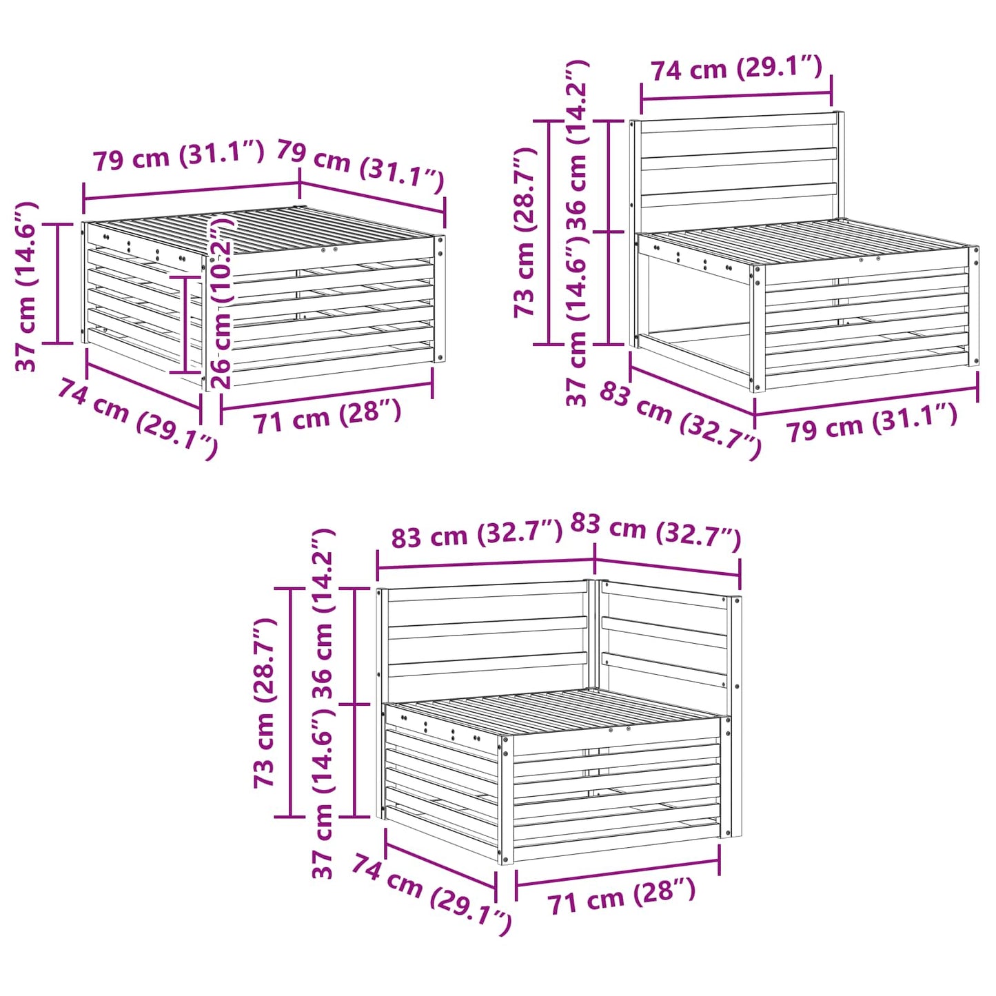 Buiten bankenset 6 pcs Naturel Massief Acaciahout is nu te koop bij PeponiXL, paradijselijk wonen!