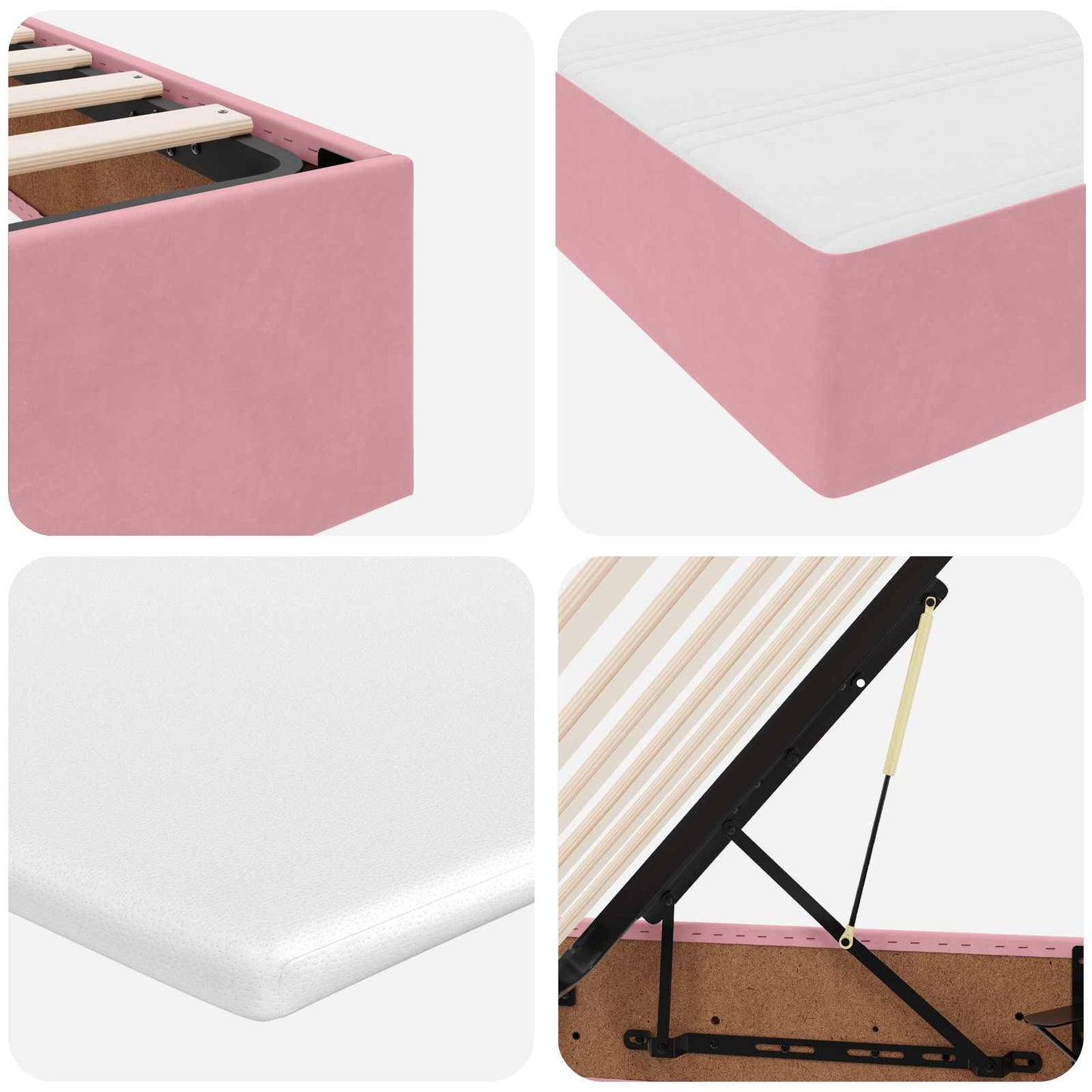 Opbergbed met matras met matras Roze 120 x 200 cm Fluweel is nu te koop bij PeponiXL, paradijselijk wonen!