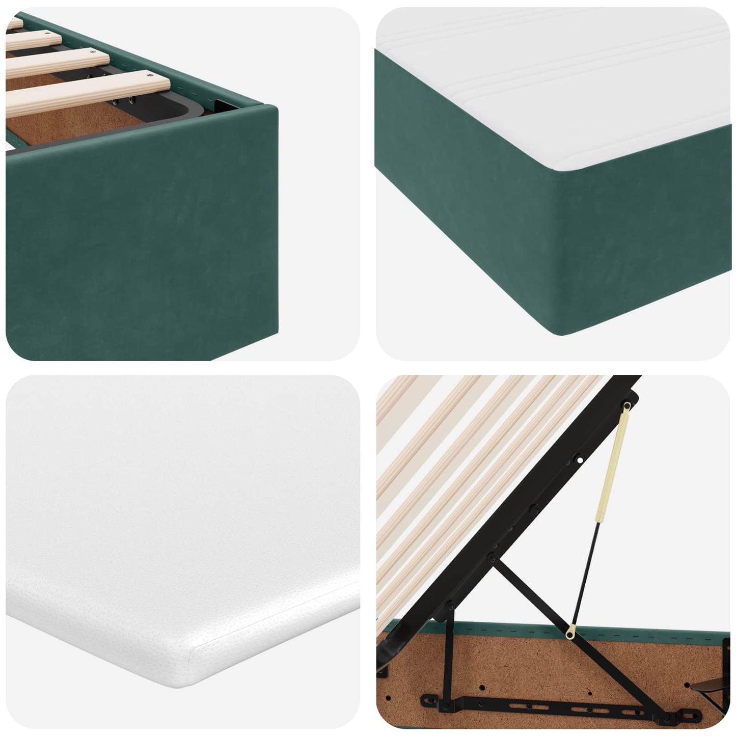 Opbergbed met matras Donkergroen 180 x 200 cm Fluweel is nu te koop bij PeponiXL, paradijselijk wonen!