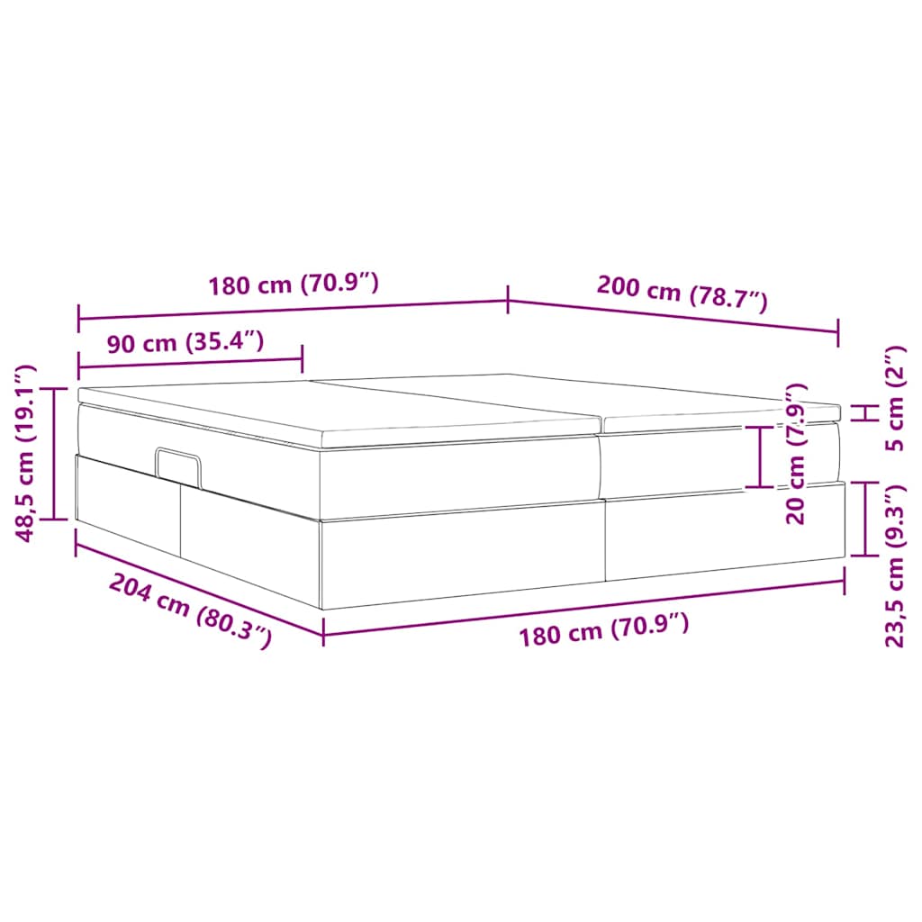 Opbergbed met matras met matras Grijs 180 x 200 cm Nep Leer is nu te koop bij PeponiXL, paradijselijk wonen!