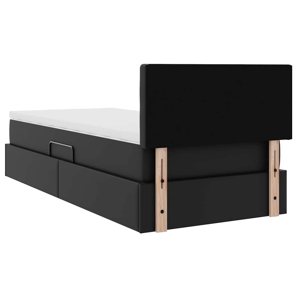 Opslag bed met matras met matras Zwart 90 x 190 cm Nep Leer is nu te koop bij PeponiXL, paradijselijk wonen!