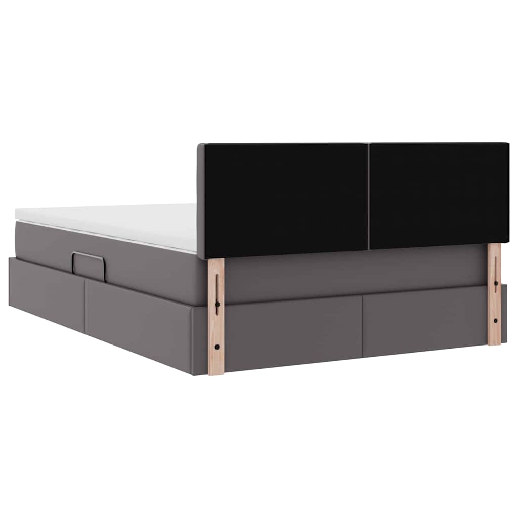 Opslag bed met matras met matras Grijs 140 x 200 cm Nep Leer is nu te koop bij PeponiXL, paradijselijk wonen!