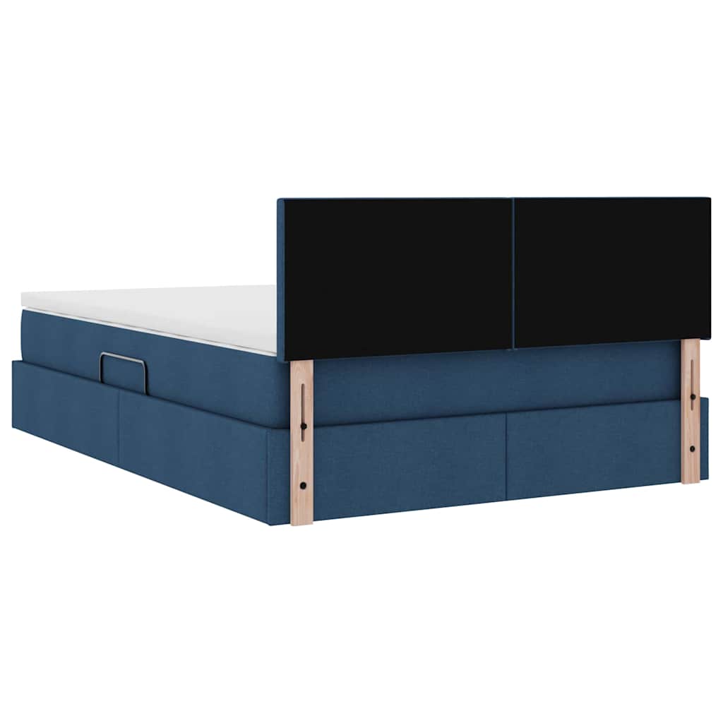 Opbergbed met matras met matras Blauw 140 x 190 cm Bewerkt hout is nu te koop bij PeponiXL, paradijselijk wonen!