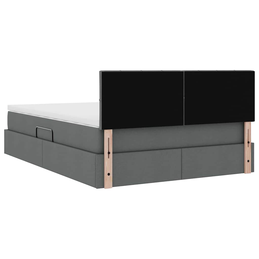 Opbergbed met matras Donkergrijs 140 x 190 cm Bewerkt hout is nu te koop bij PeponiXL, paradijselijk wonen!