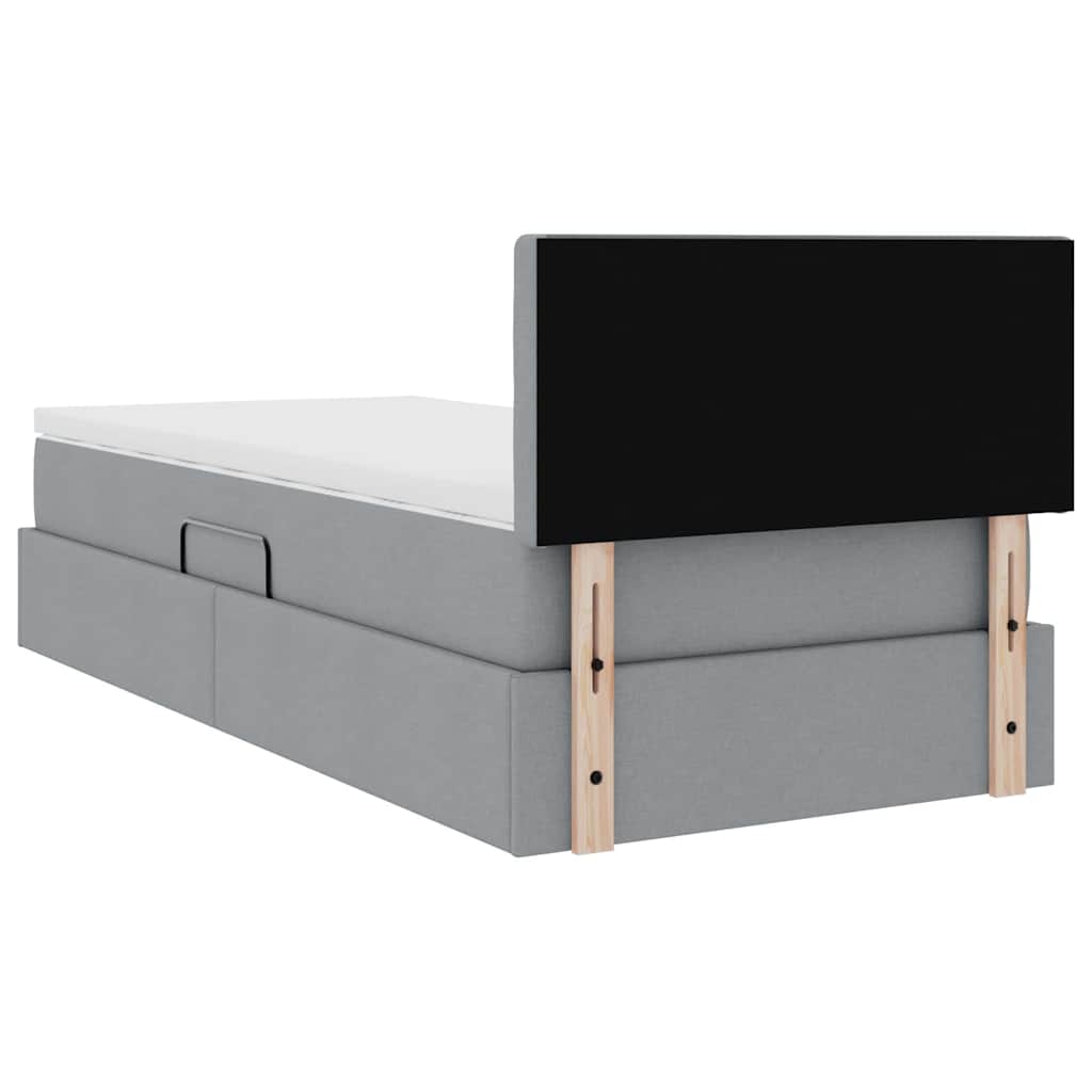 Opbergbed met matras Lichtgrijs 100 x 200 cm Bewerkt hout is nu te koop bij PeponiXL, paradijselijk wonen!