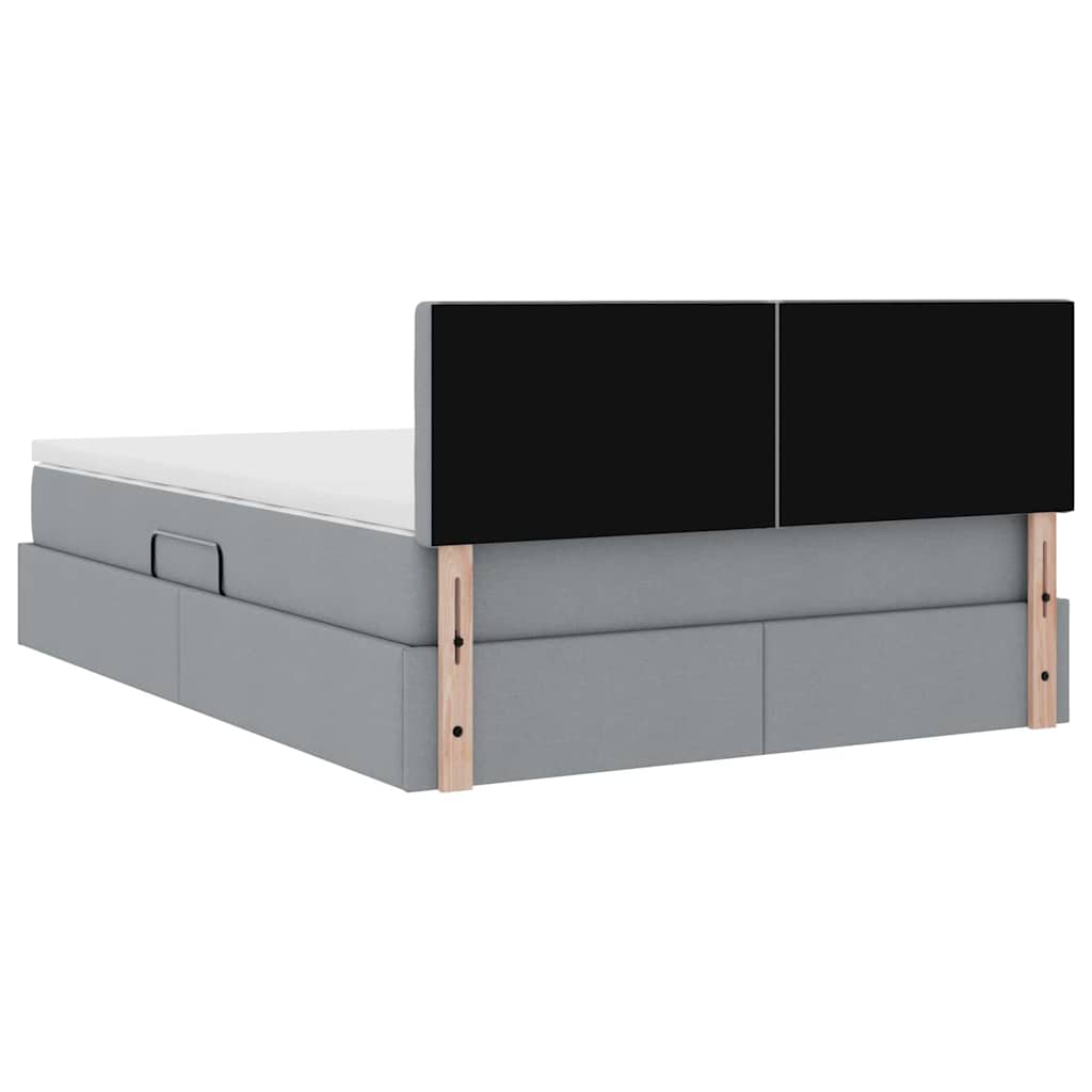 Opbergbed met matras Lichtgrijs 140 x 190 cm Bewerkt hout is nu te koop bij PeponiXL, paradijselijk wonen!