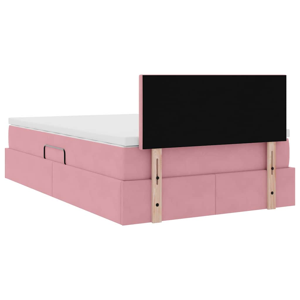 Opslag bed met matras met hoofdeinde Roze 120 x 200 cm Fluweel is nu te koop bij PeponiXL, paradijselijk wonen!