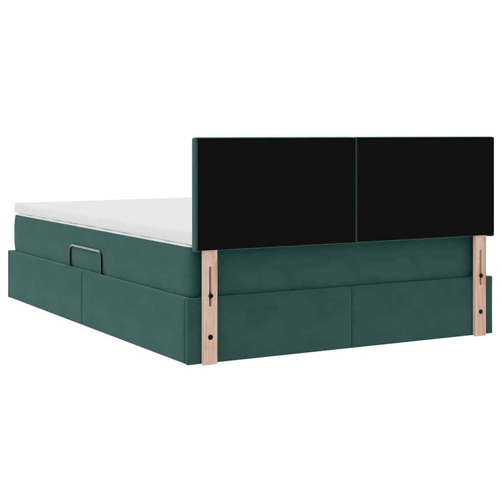 Opslag bed met matras Donkergroen 140 x 200 cm Fluweel is nu te koop bij PeponiXL, paradijselijk wonen!