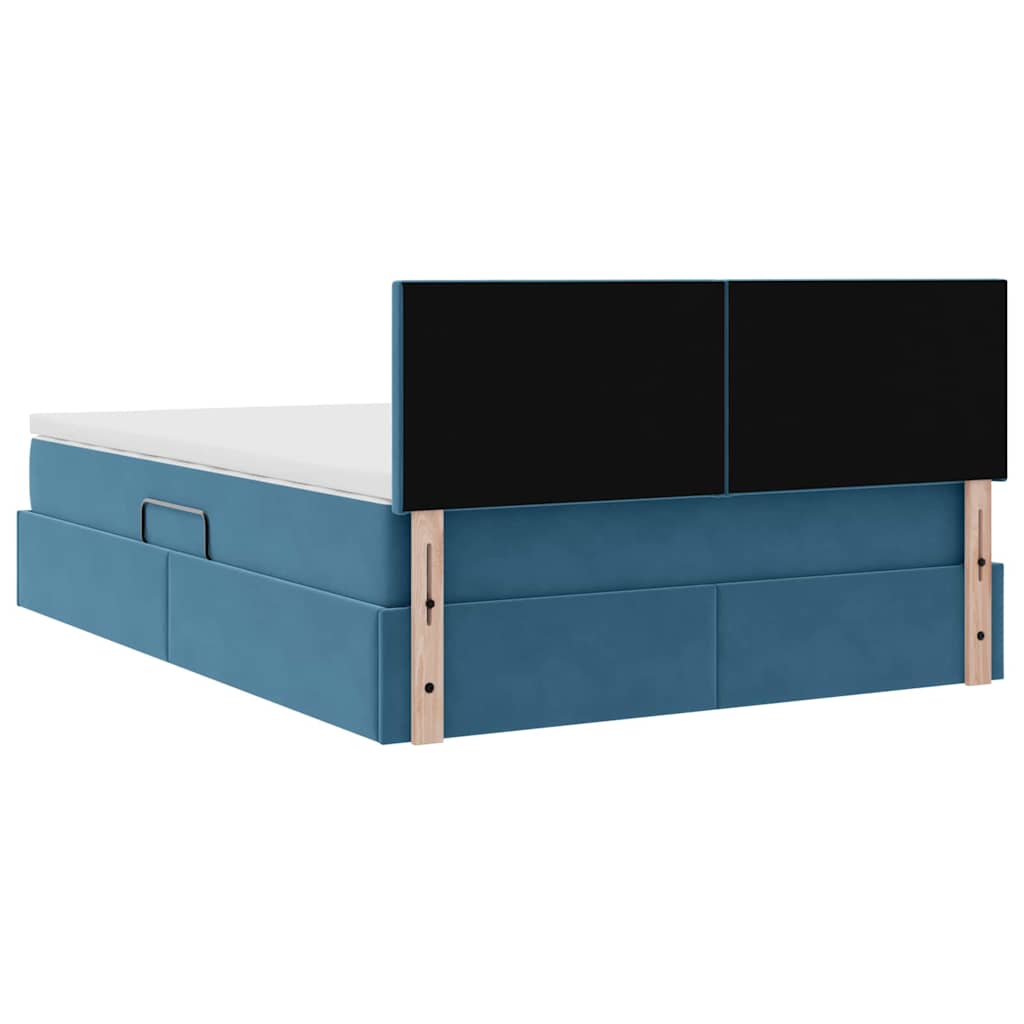 Opslag bed met matras Donkerblauw 140 x 200 cm Fluweel is nu te koop bij PeponiXL, paradijselijk wonen!