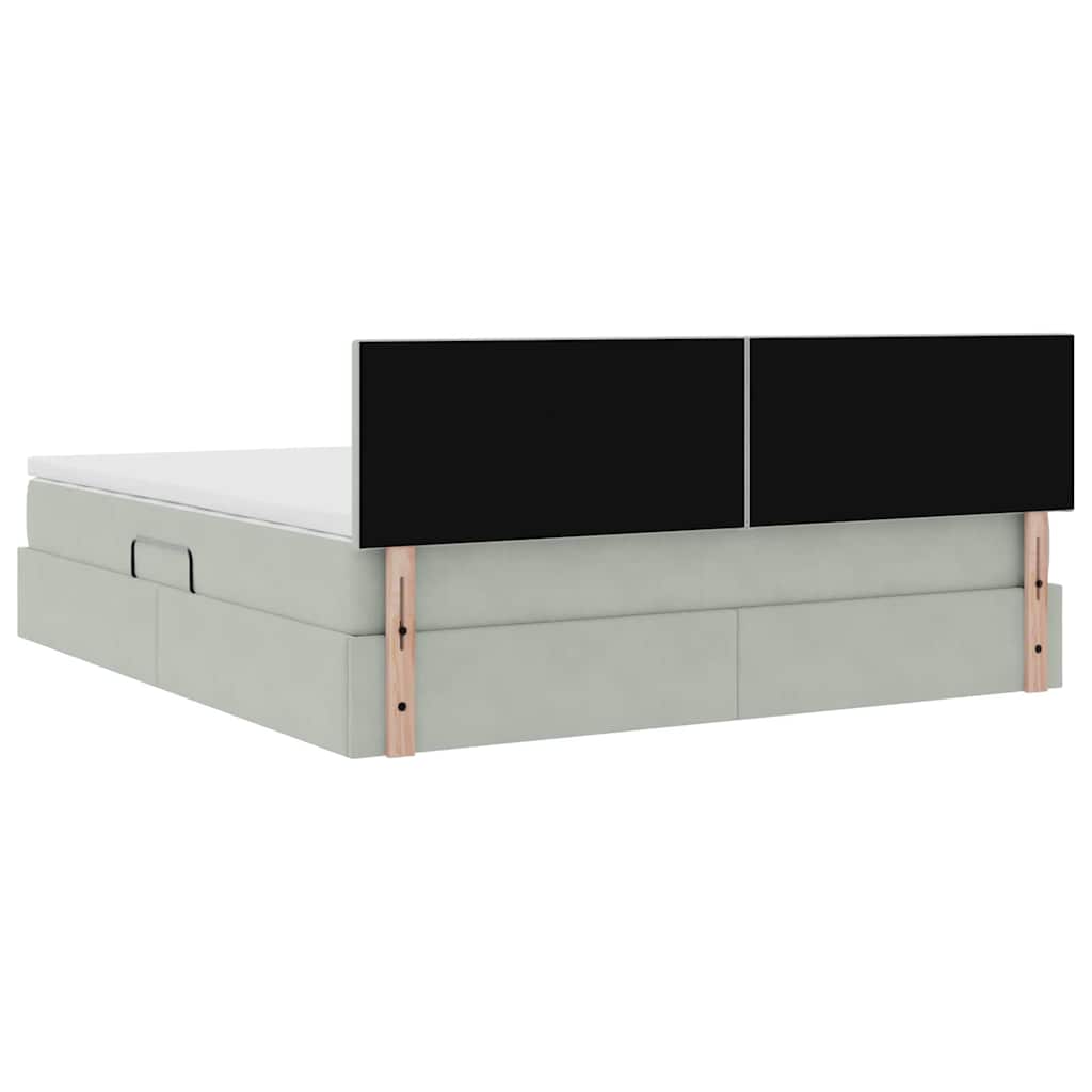 Opslag bed met matras Lichtgrijs 160 x 200 cm Fluweel is nu te koop bij PeponiXL, paradijselijk wonen!