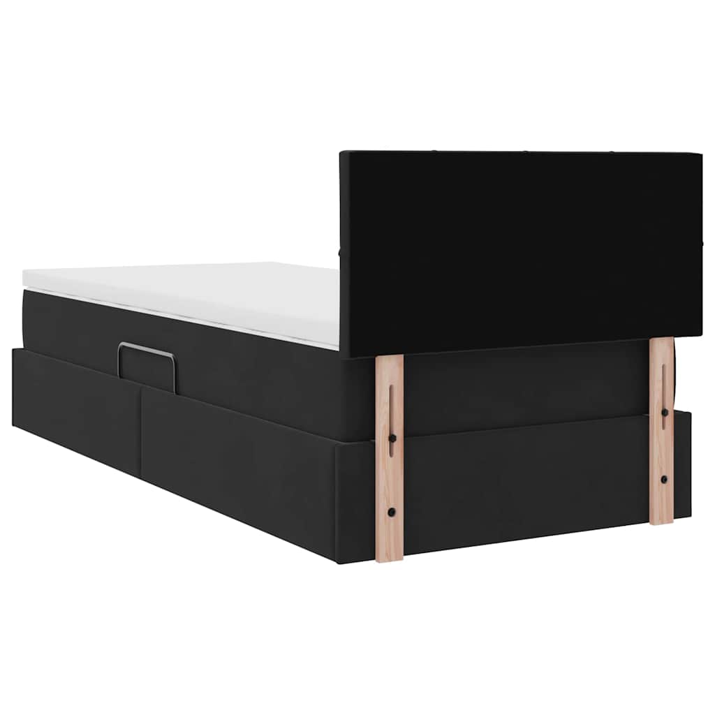 Opslag bed met matras met hoofdeinde Zwart 90 x 200 cm Fluweel is nu te koop bij PeponiXL, paradijselijk wonen!