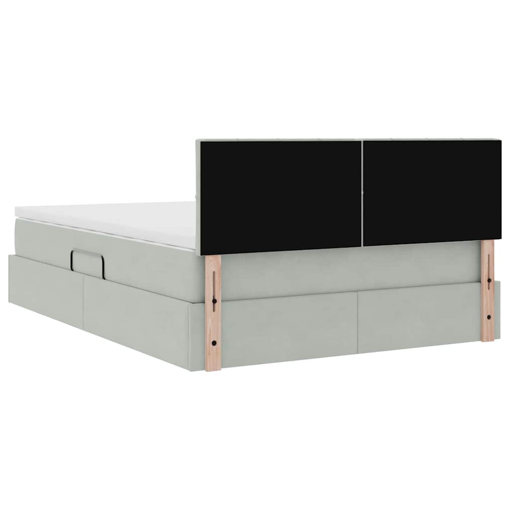 Opslag bed met matras Lichtgrijs 140 x 200 cm Fluweel is nu te koop bij PeponiXL, paradijselijk wonen!