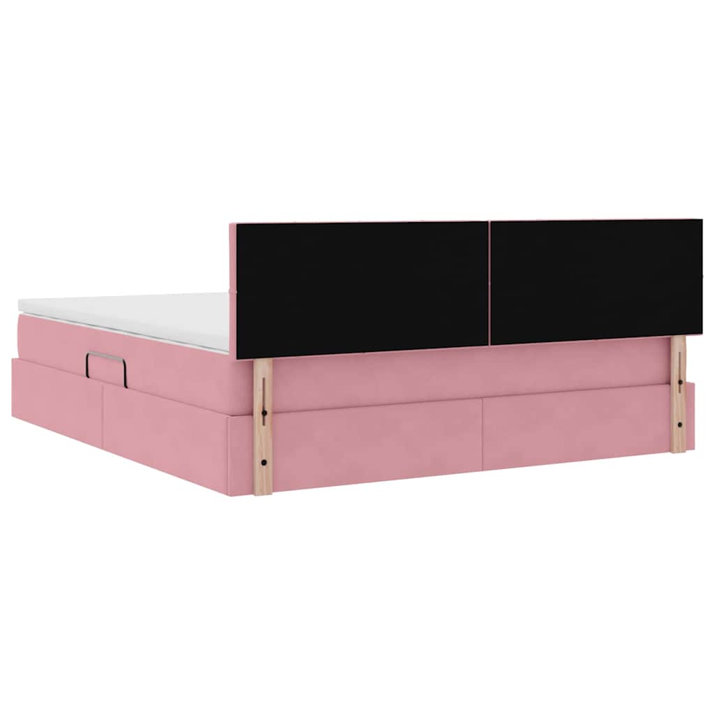 Opslag bed met matras met hoofdeinde Roze 160 x 200 cm Fluweel is nu te koop bij PeponiXL, paradijselijk wonen!
