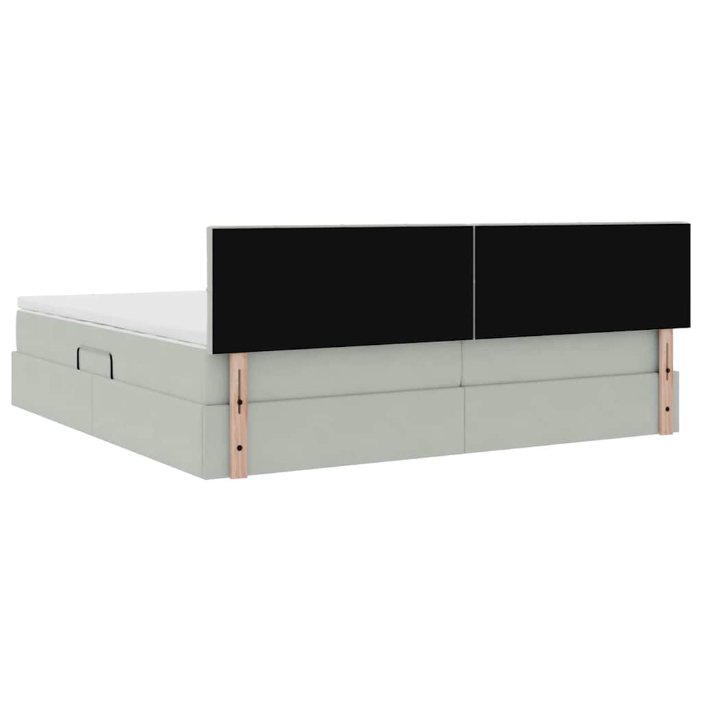 Opslag bed met matras Lichtgrijs 200 x 200 cm Fluweel is nu te koop bij PeponiXL, paradijselijk wonen!