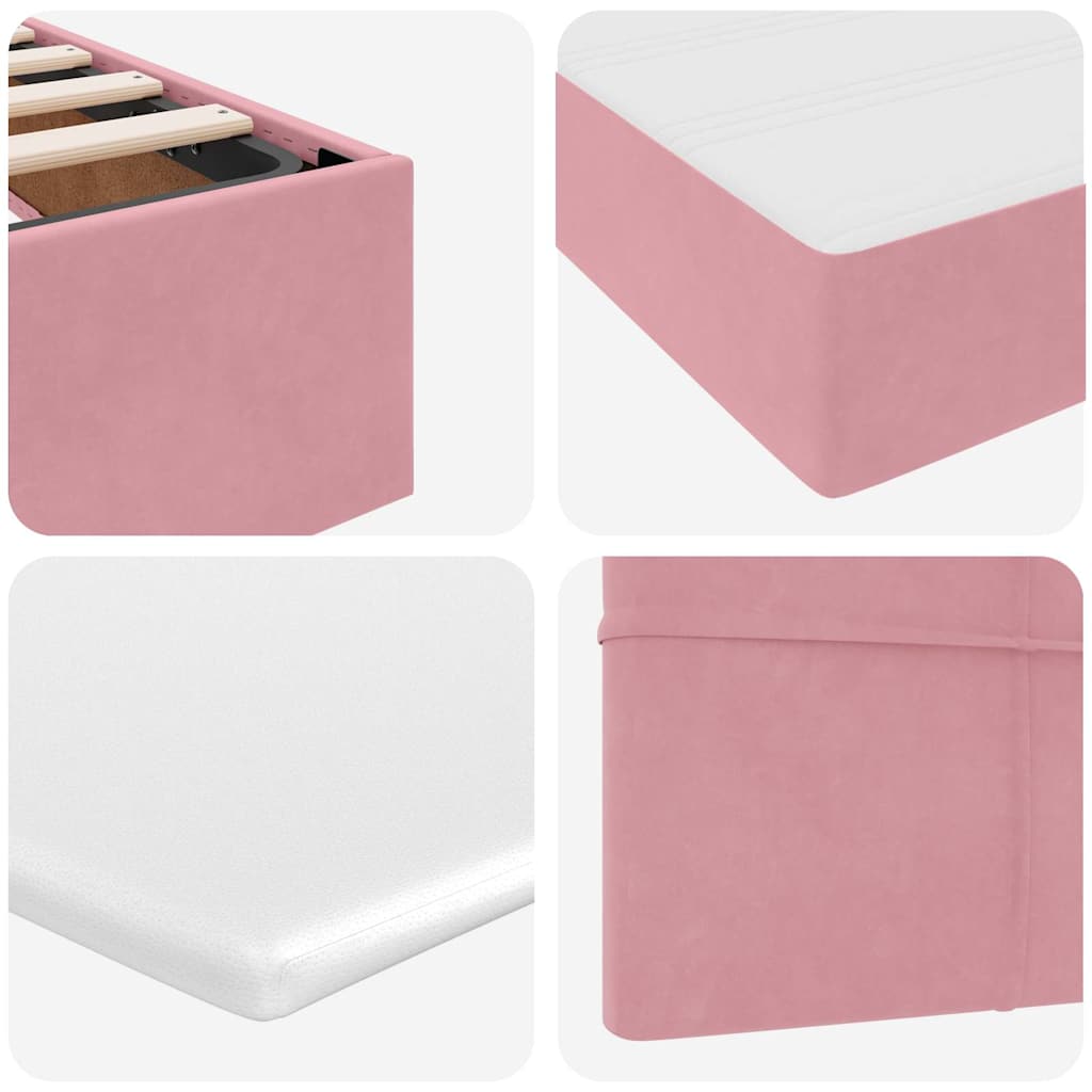 Opslag bed met matras met hoofdeinde Roze 200 x 200 cm Fluweel is nu te koop bij PeponiXL, paradijselijk wonen!
