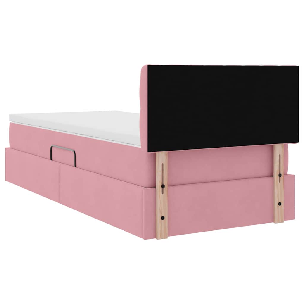 Opslag bed met matras met hoofdeinde Roze 90 x 190 cm Fluweel is nu te koop bij PeponiXL, paradijselijk wonen!